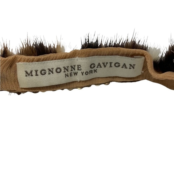 Mignonne Gavigan Fur Beaded Headband Silk Lined Rare